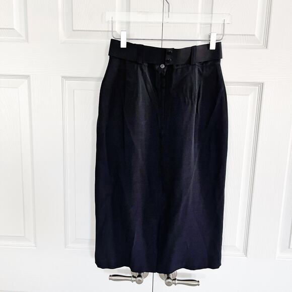 SK & Company Vintage Black Pencil Skirt with Pearl and Chain Belt - Picture 5 of 8